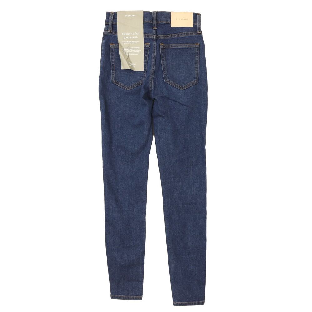 Everlane Authentic Stretch High Rise Skinny 23 R Zip Fly Mid Blue NWT B38 - Picture 3 of 6